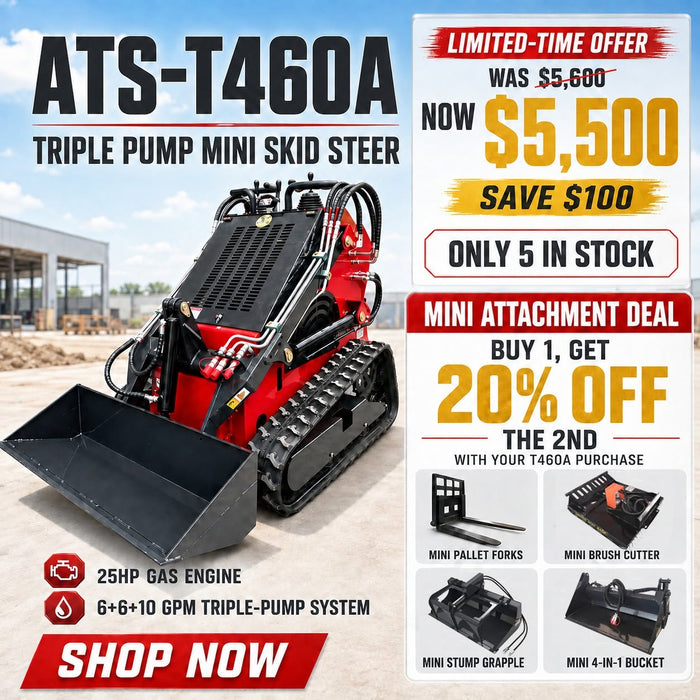 Labor Day Flash Sale｜ATS‑T460A Triple‑Pump Mini Skid Steer Limited Offer