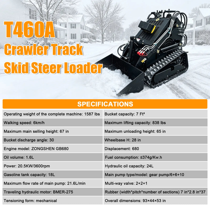 Triple Pump Model Skid Steer Loader T460A - Black