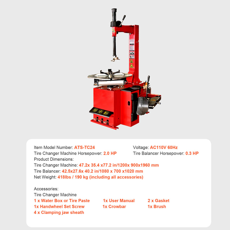 24-in Semi Automatic Tire Changer Machine