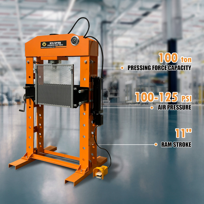 100 TON CAPACITY HYDRAULIC SHOP PRESS