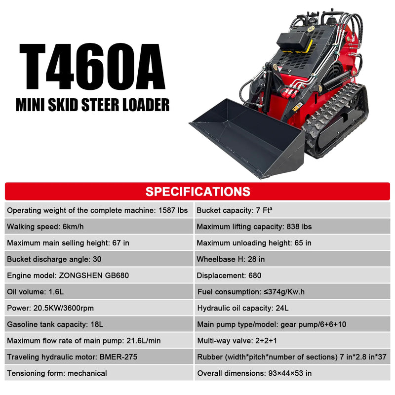 Triple Pump Model Skid Steer Loader T460A - Red