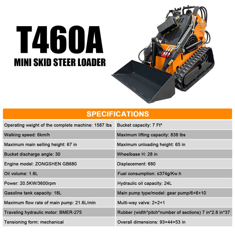 Triple Pump Model Skid Steer Loader T460A - Orange