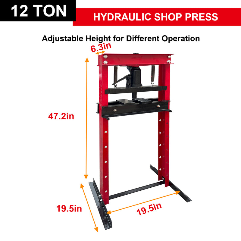 12 TON CAPACITY HYDRAULIC SHOP PRESS