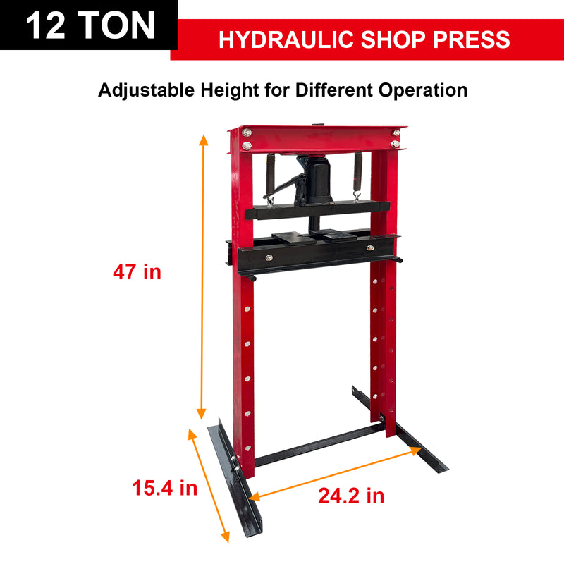 12 TON CAPACITY HYDRAULIC SHOP PRESS