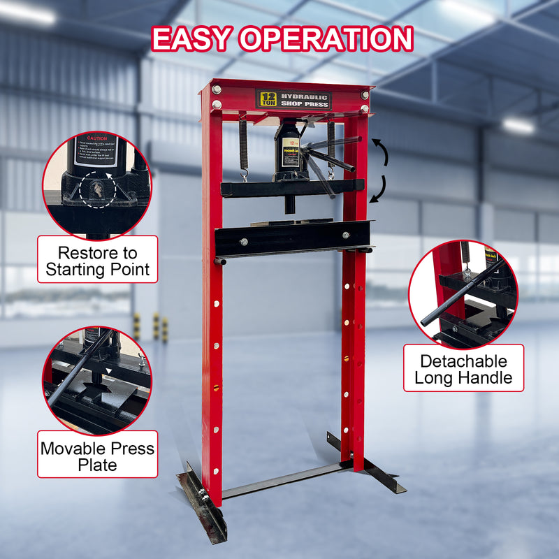 12 TON CAPACITY HYDRAULIC SHOP PRESS