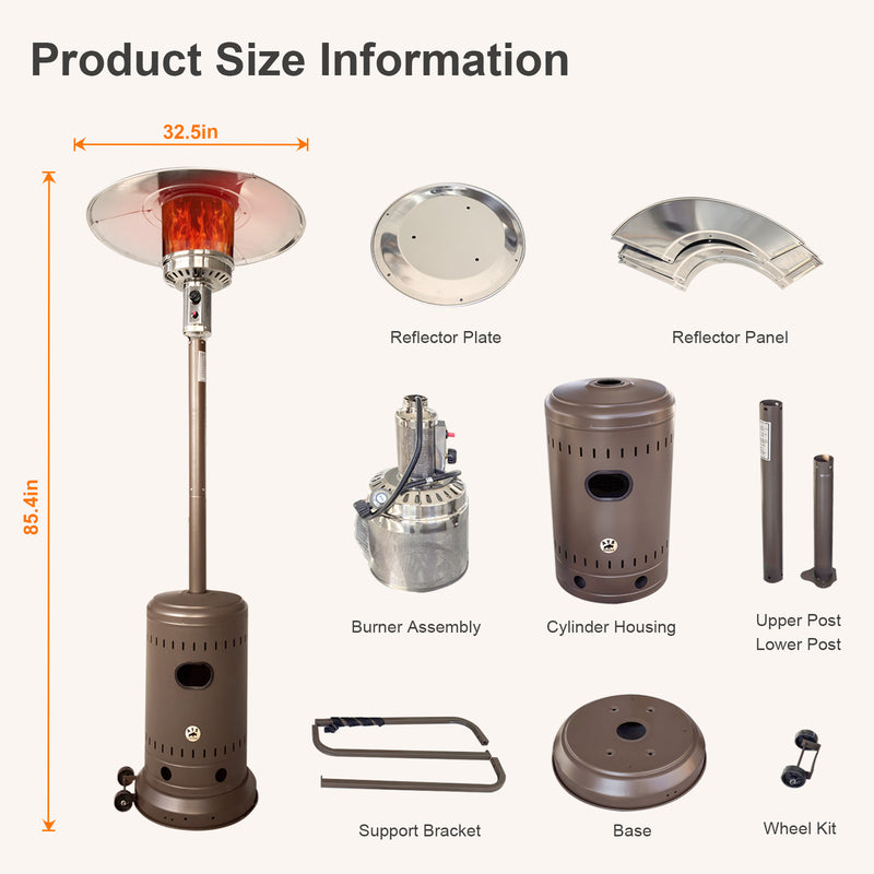 46,000 BTU Outdoor Propane Patio Heater with Wheels